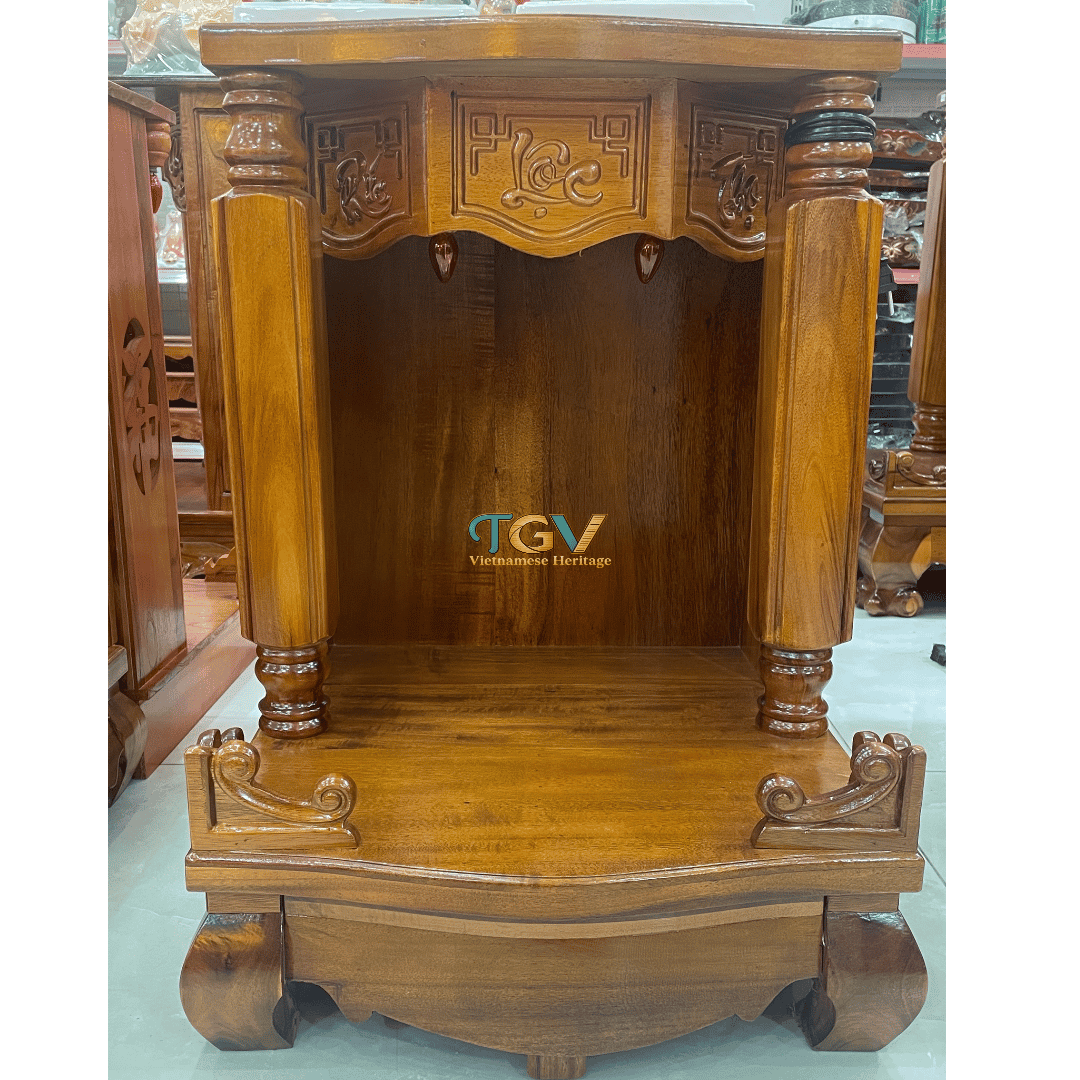 Bàn Thờ Thần Tài 48cm cột vuông xà cư ban-tho-than-tai-cot-vuong-go-xa-cu-48cm